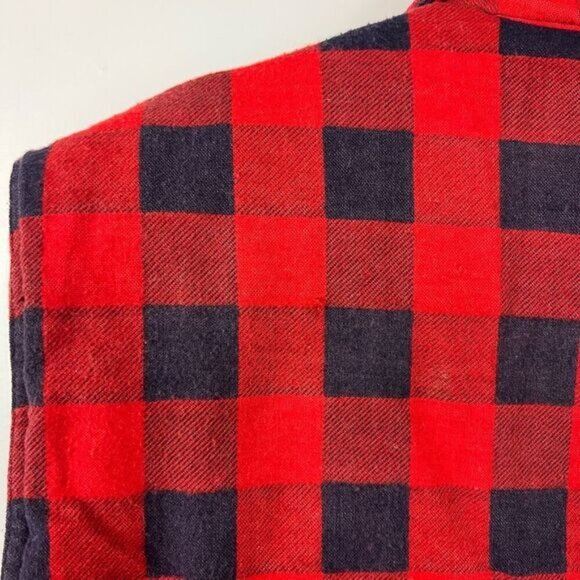 Vintage Hunters Club Men’s Large Buffalo Plaid Red Blue Full Zip Vest Jacket - Picture 6 of 13
